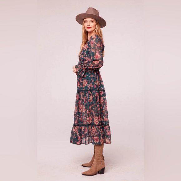 RUN THE WORLD PINE PAISLEY EMPIRE WAIST MIDI DRESS - Picture 5 of 13